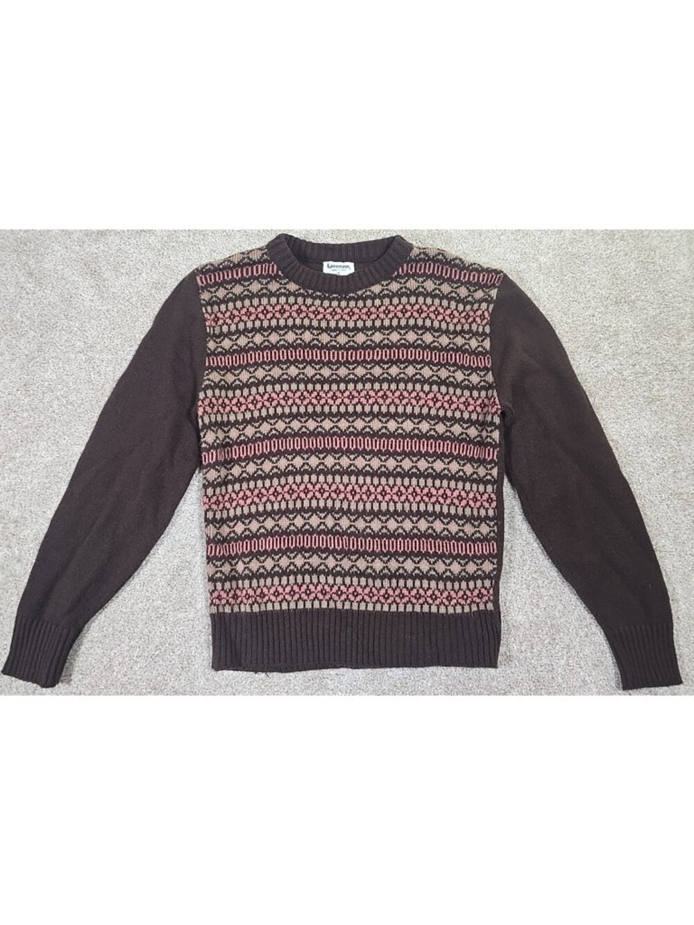 Lahmar Vtg Wool Blend Sweater Fair Isle Pattern Retro Pullover USA Made Women S